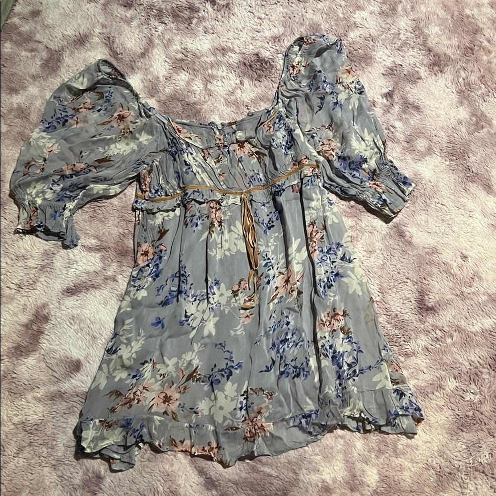 Free People Marney Mini Dress in Blue Combo - Picture 2 of 16